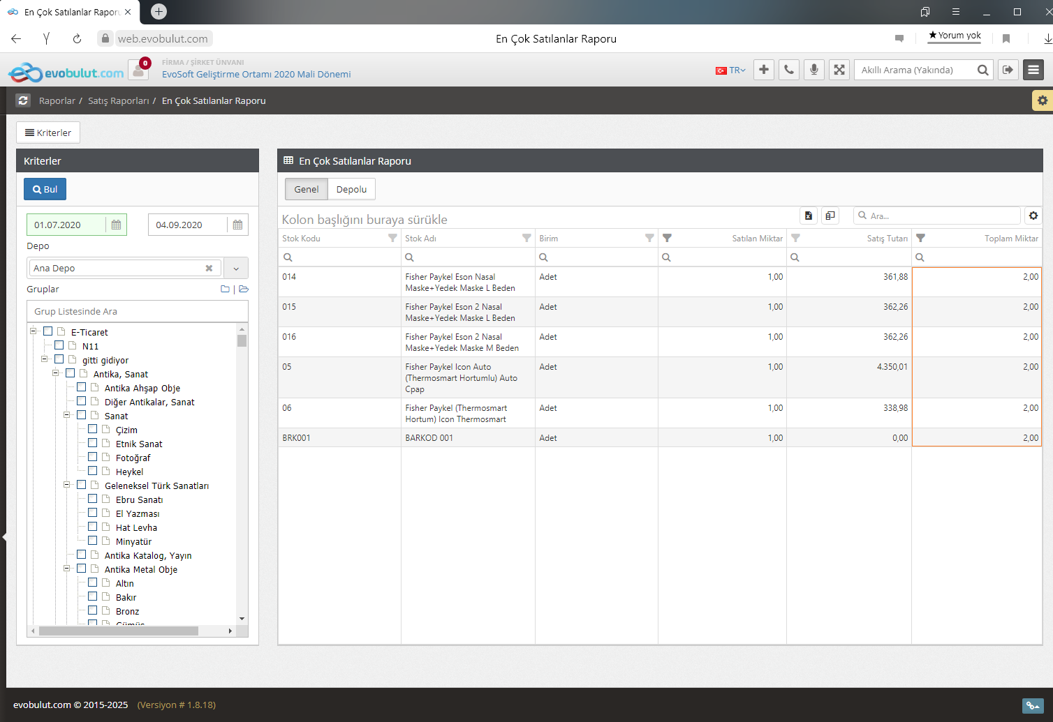 En Çok Satılanlar Raporu Nasıl Alınır